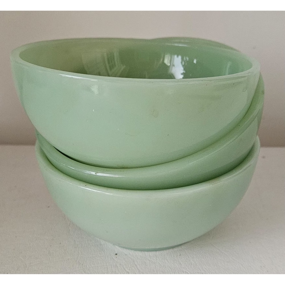 Jadeite Green Fire King Set Of 3 Cereal/Soup Bowls 5" 2.5 "
